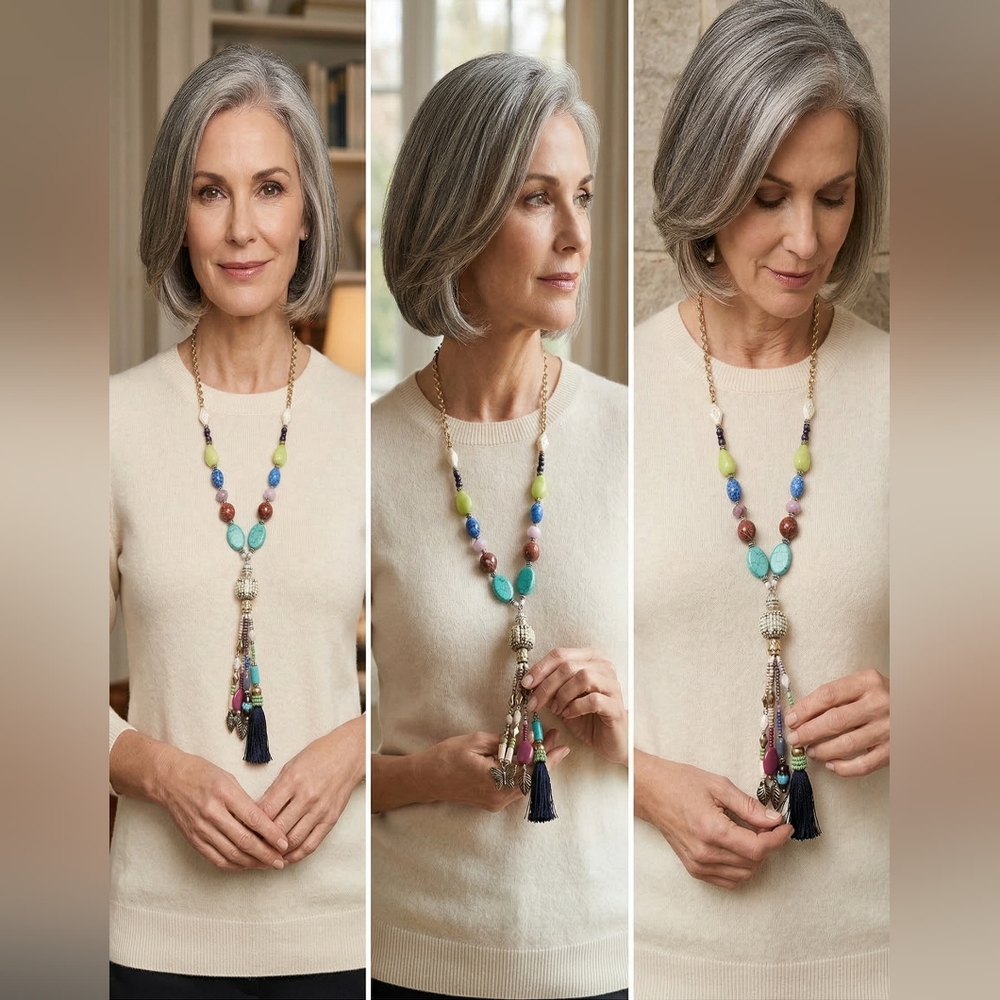 Colorful Beaded Necklace with Tassel